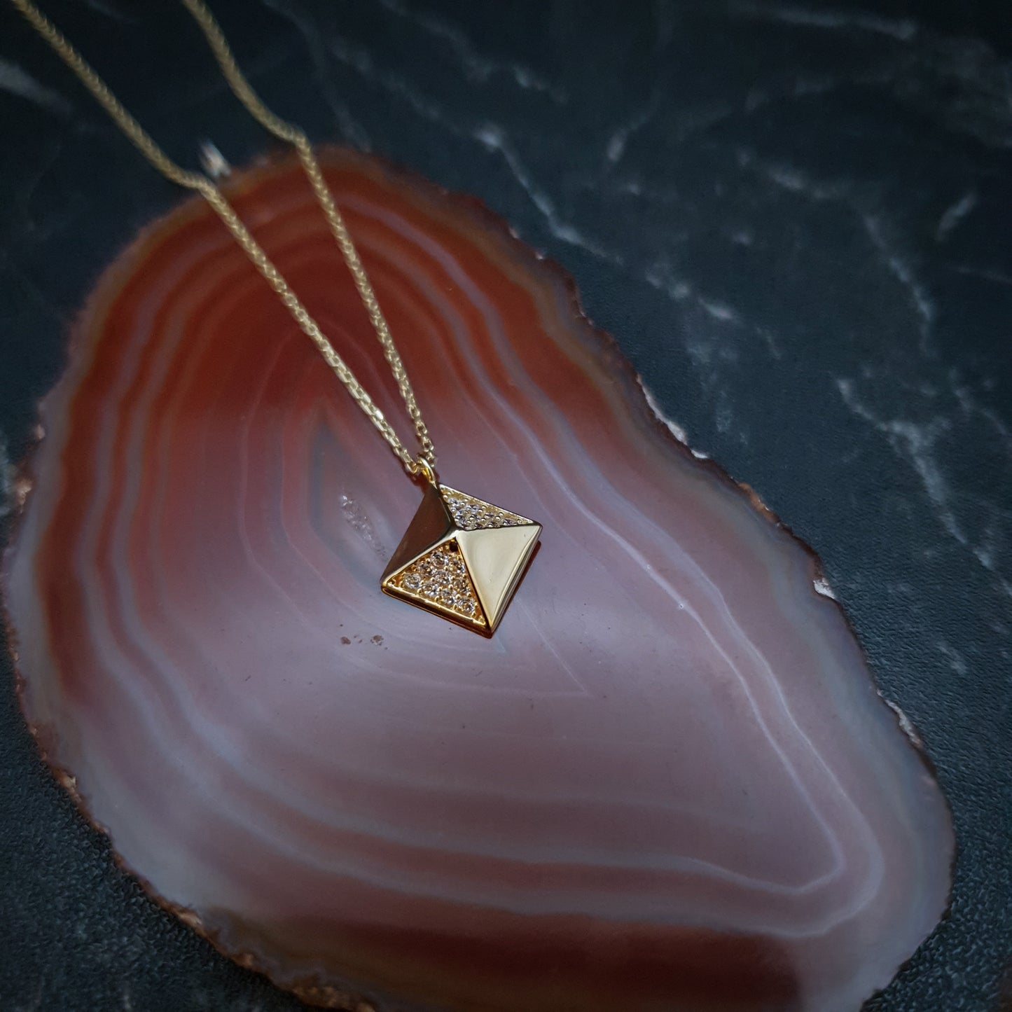 18K Real Gold Pyramid Necklace, Gold Pyramid, Pyramid Necklace, Best gift for her, Birthday gift, Anniversary Gift, High Quality Gold