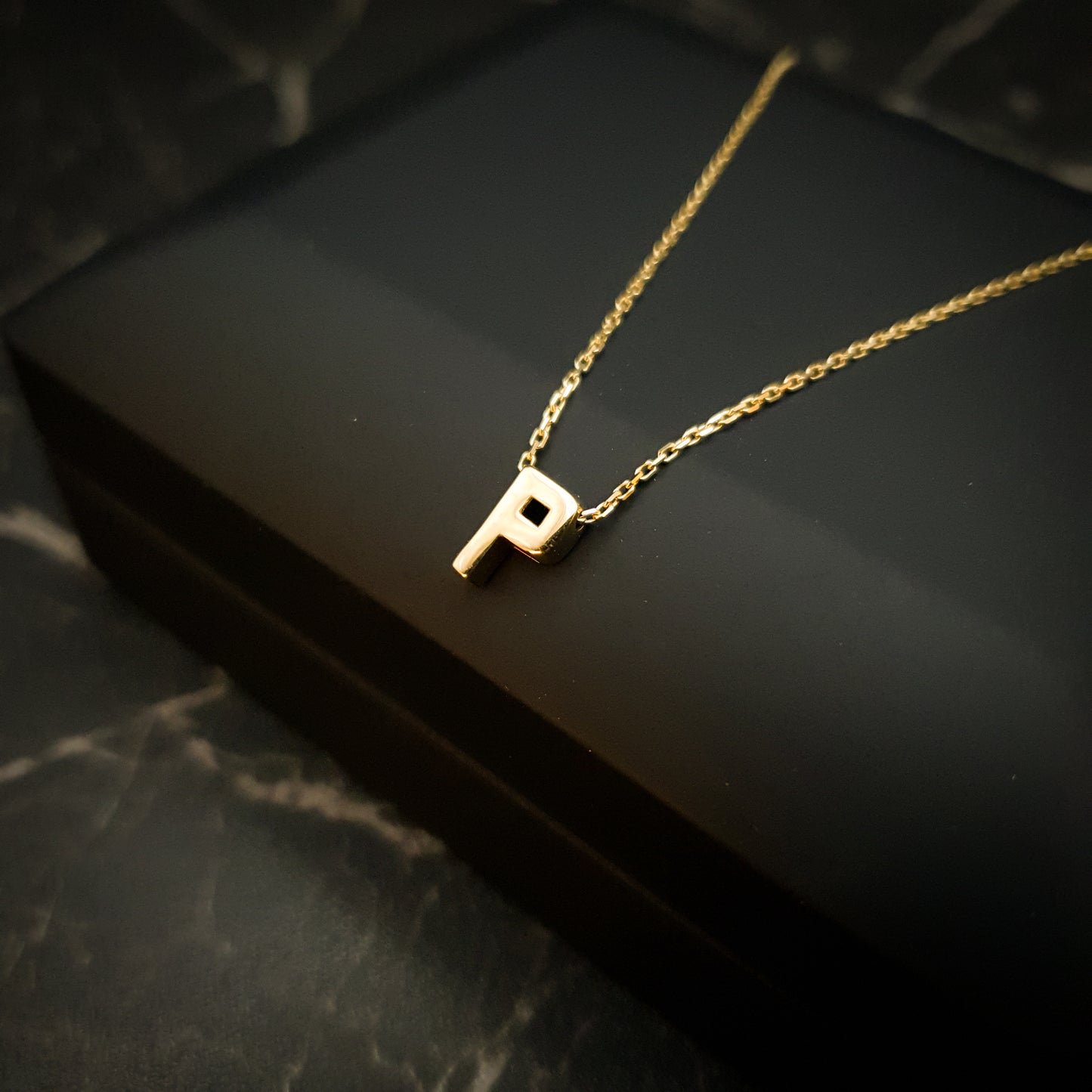 18K Real Gold P shape Necklace, P Necklace, Best gift for her, P Letter Necklace, Birthday Gift, Valentine Gift, Gift for Love,