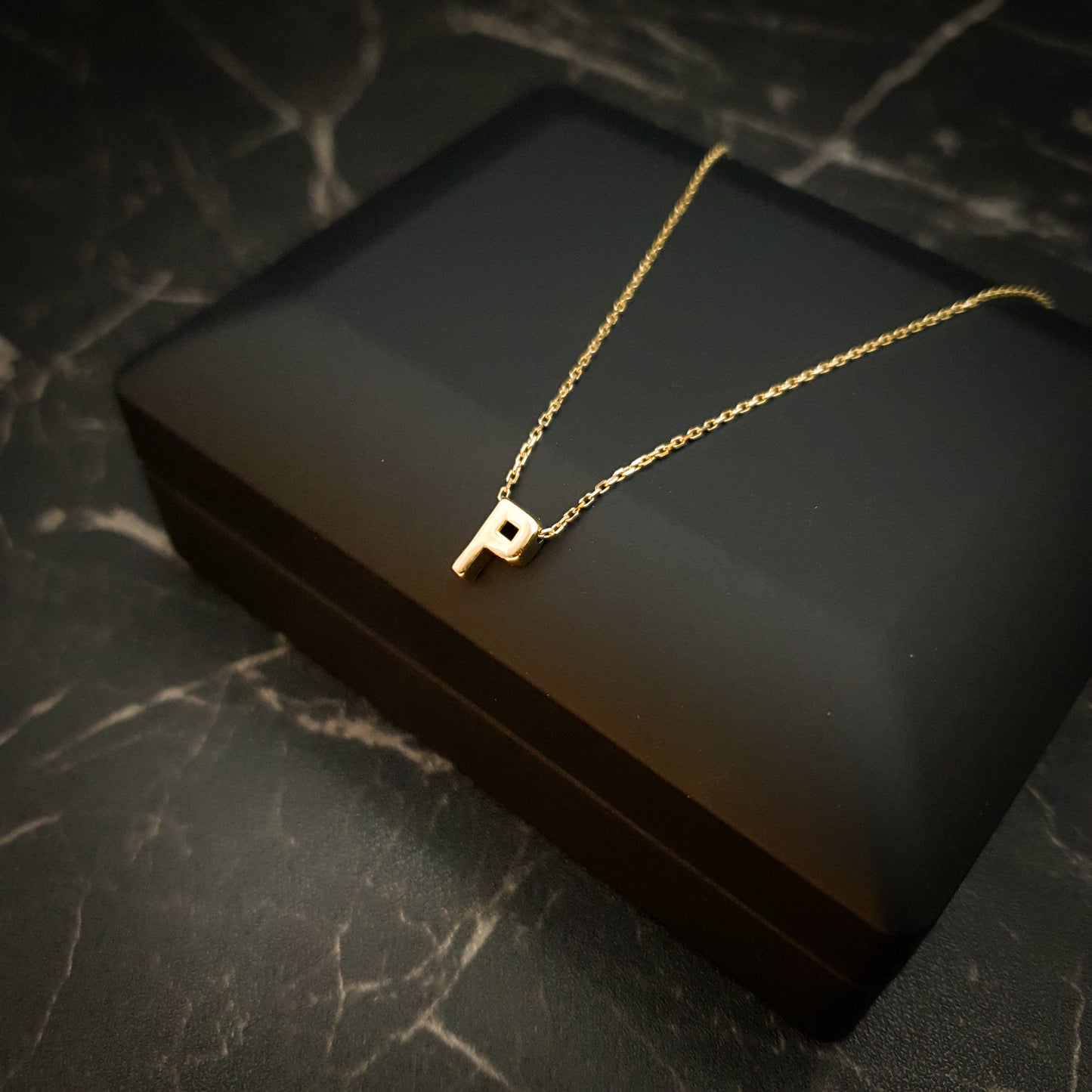 18K Real Gold P shape Necklace, P Necklace, Best gift for her, P Letter Necklace, Birthday Gift, Valentine Gift, Gift for Love,