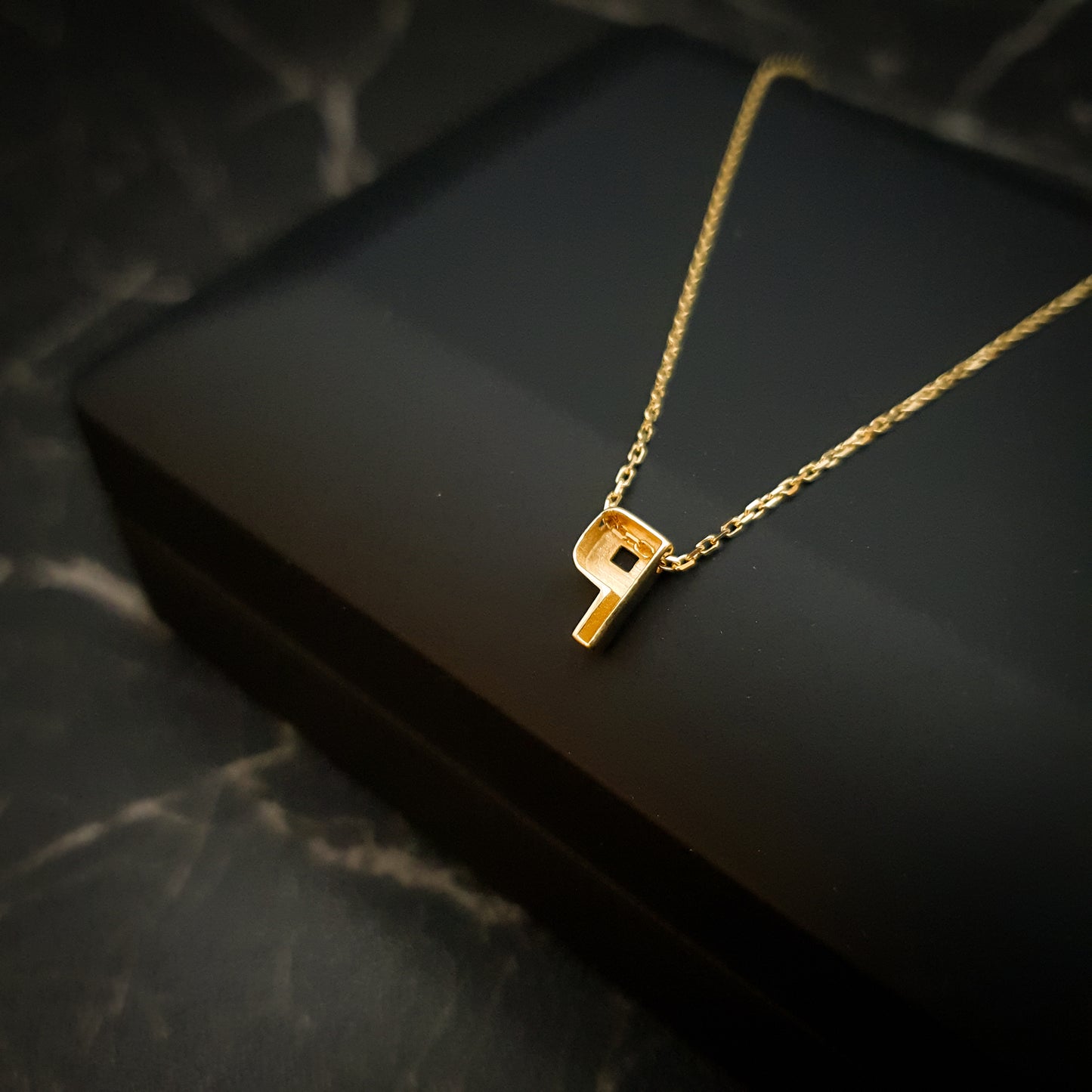 18K Real Gold P shape Necklace, P Necklace, Best gift for her, P Letter Necklace, Birthday Gift, Valentine Gift, Gift for Love,