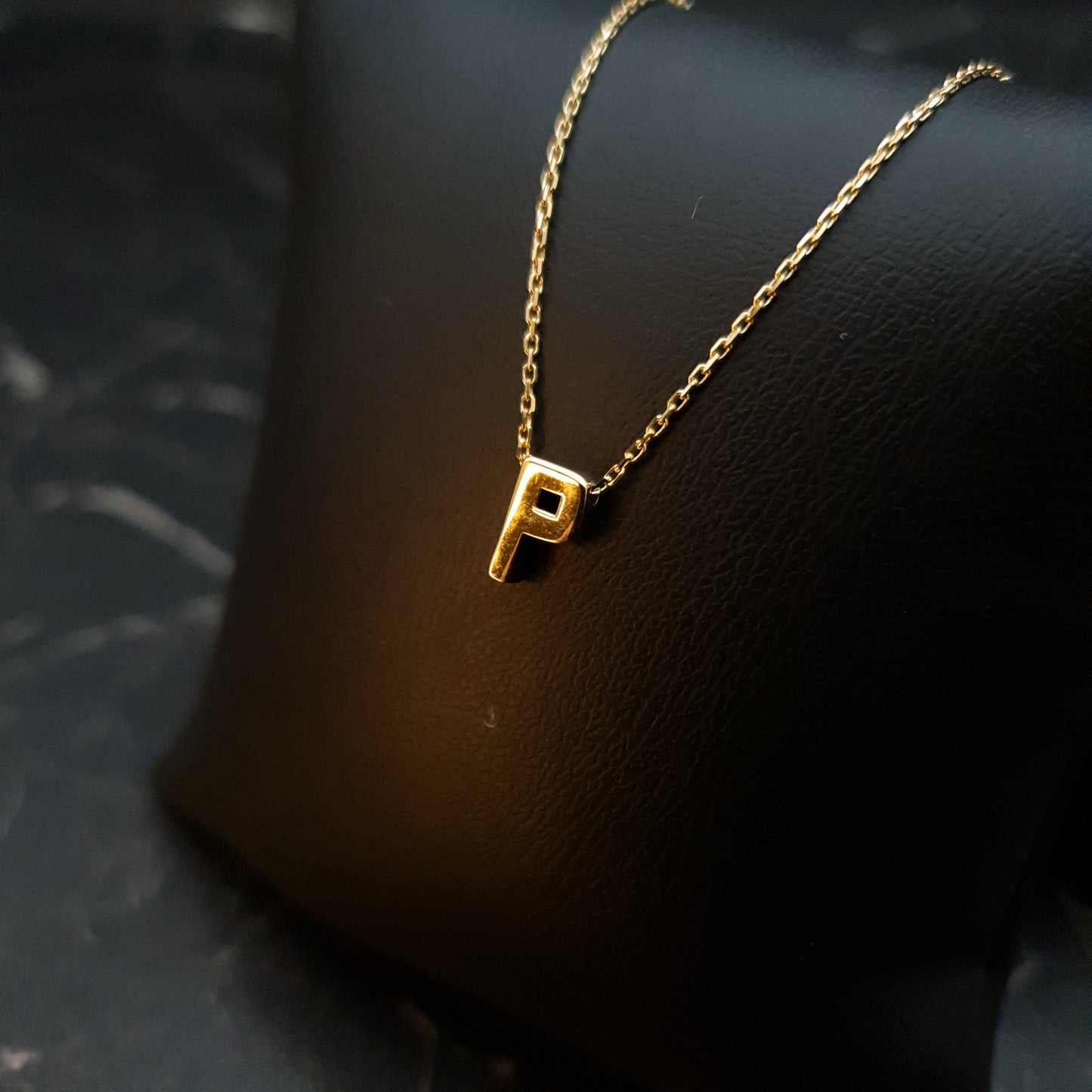 18K Real Gold P shape Necklace, P Necklace, Best gift for her, P Letter Necklace, Birthday Gift, Valentine Gift, Gift for Love,