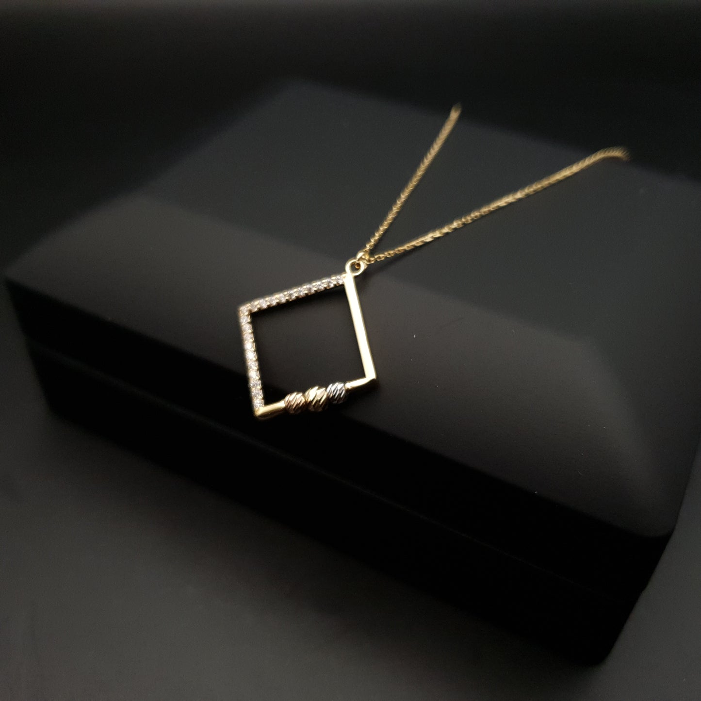 18k Real Gold Love Square initial necklace, geometric necklace, best gift for her, modern design necklace,