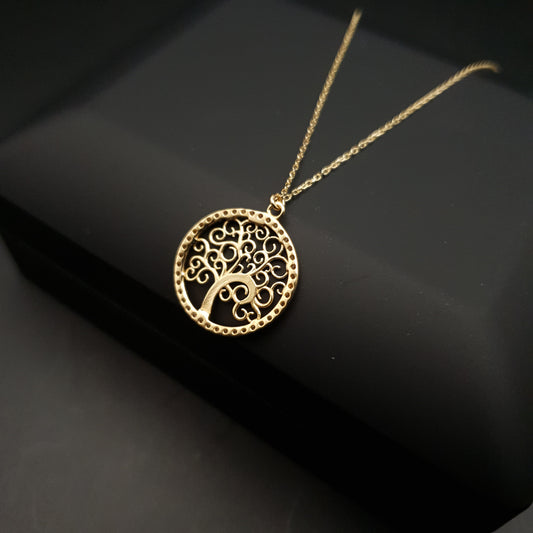 18k Real Gold tree of life necklace, necklace for women, gift for her, tree of life pendants, birthday gift, 18ct yellow gold,