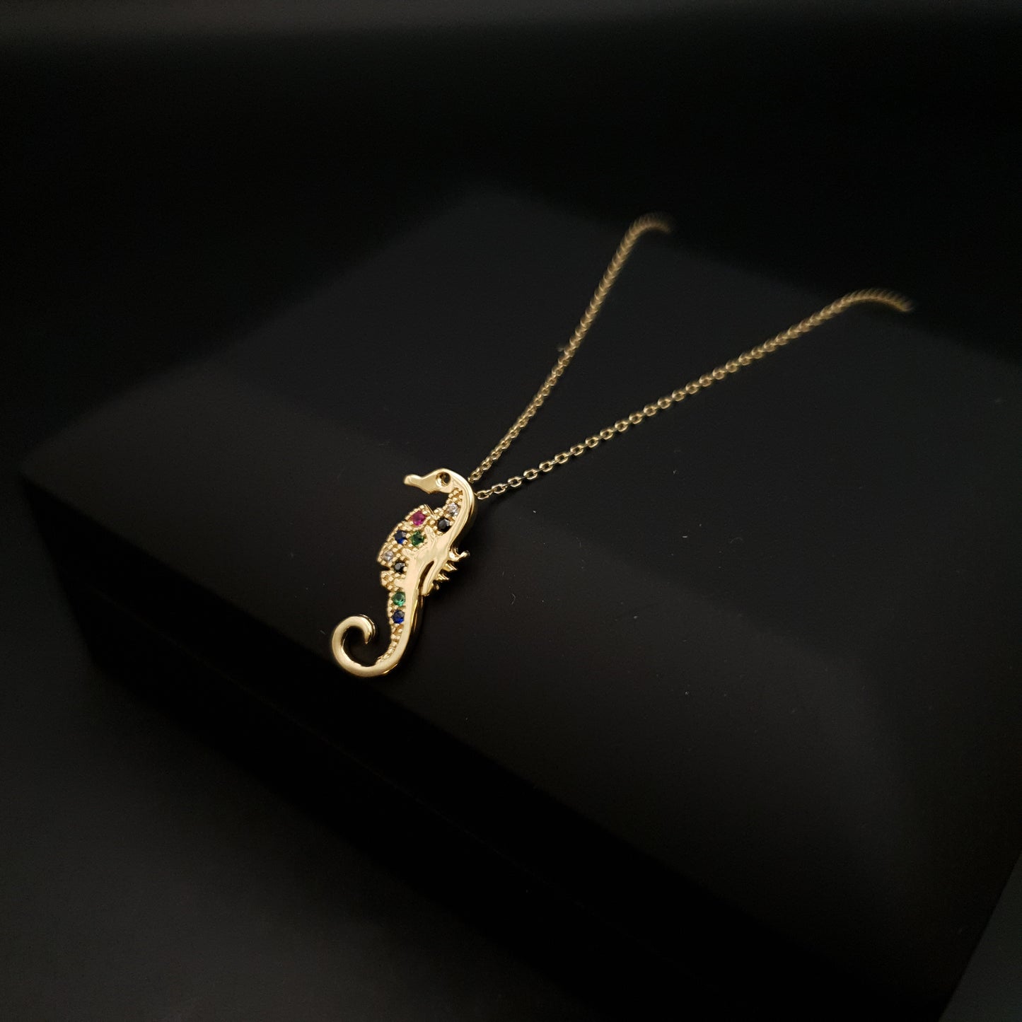 18K Real Solid Gold Modern Design Sea Horse Necklace, Sea Horse Pendant, gift for her/him, birthday gift, high quality certified gold