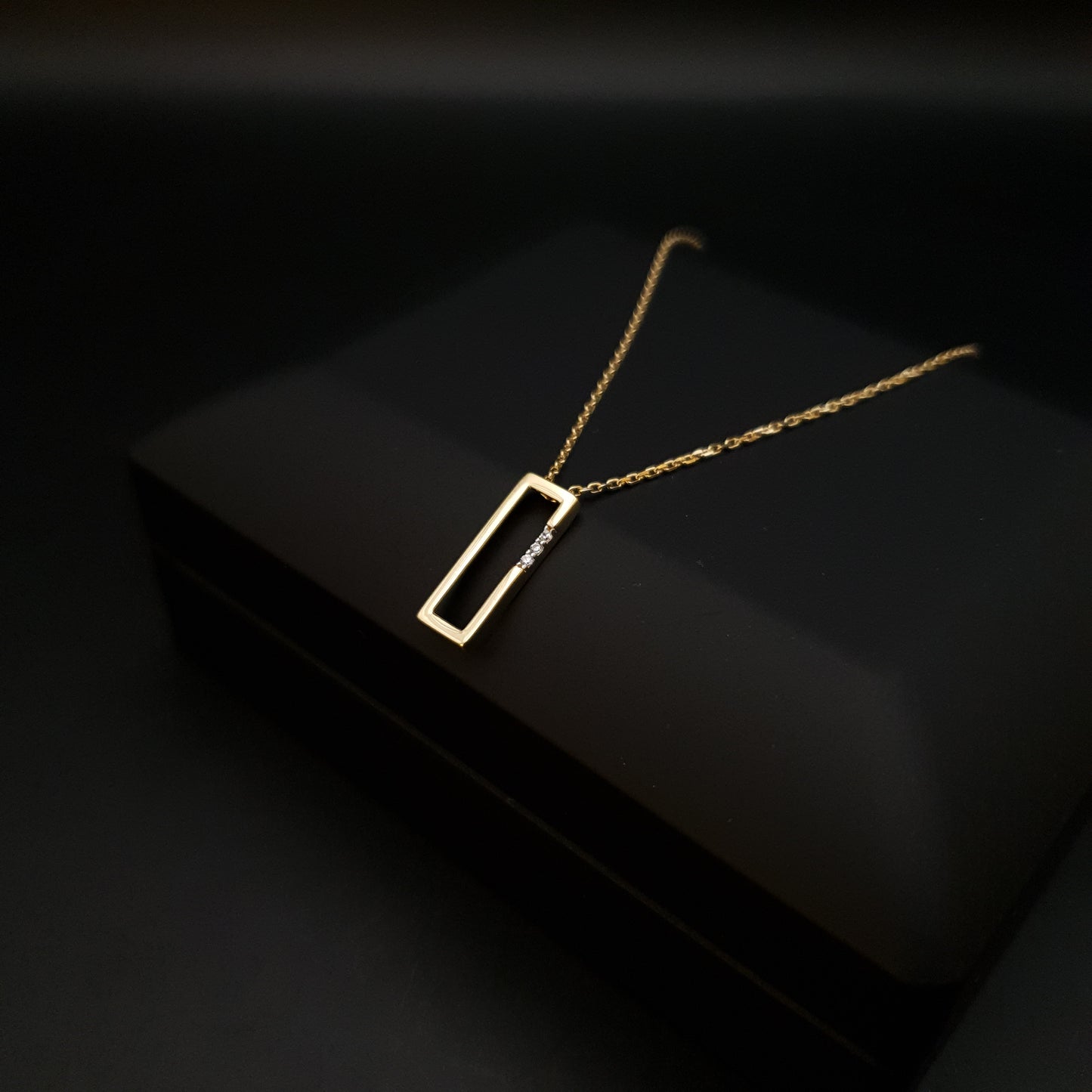 18K real Gold Geometric Necklace, Charm Necklace, Rectangle Necklace, best gift for her, Modern Design,