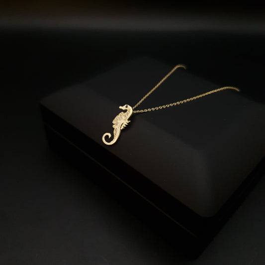 18K Real Gold Sea Horse Charm Necklace, Sea Horse Pendant, charm Necklace, best gift, birthday gift, Delicate Design,sea lovers