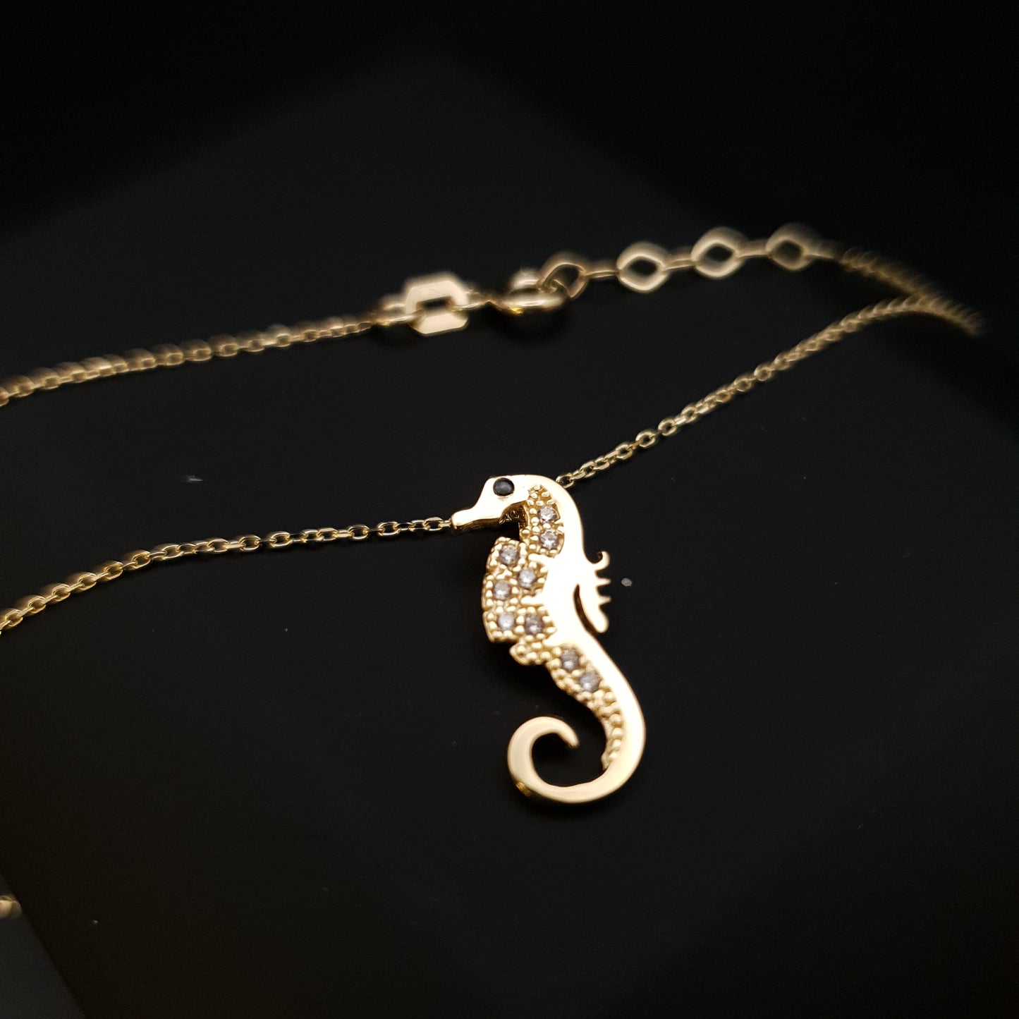 18K Real Gold Sea Horse Charm Necklace, Sea Horse Pendant, charm Necklace, best gift, birthday gift, Delicate Design,sea lovers