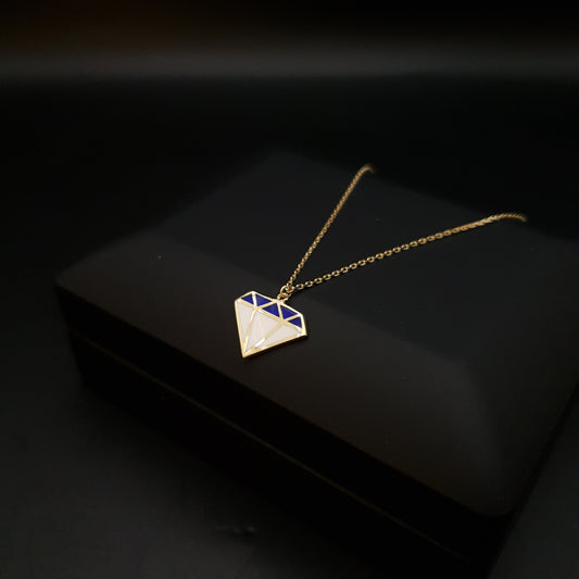 18K Real Gold Diamond Shape Charm Necklace, Diamond Pendant, Gold in Diamond Shape, best gift , birthday gift,