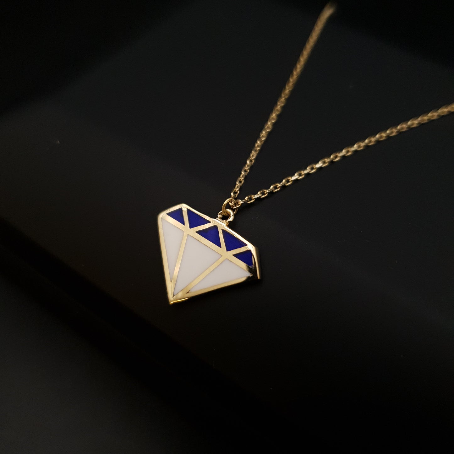 18K Real Gold Diamond Shape Charm Necklace, Diamond Pendant, Gold in Diamond Shape, best gift , birthday gift,