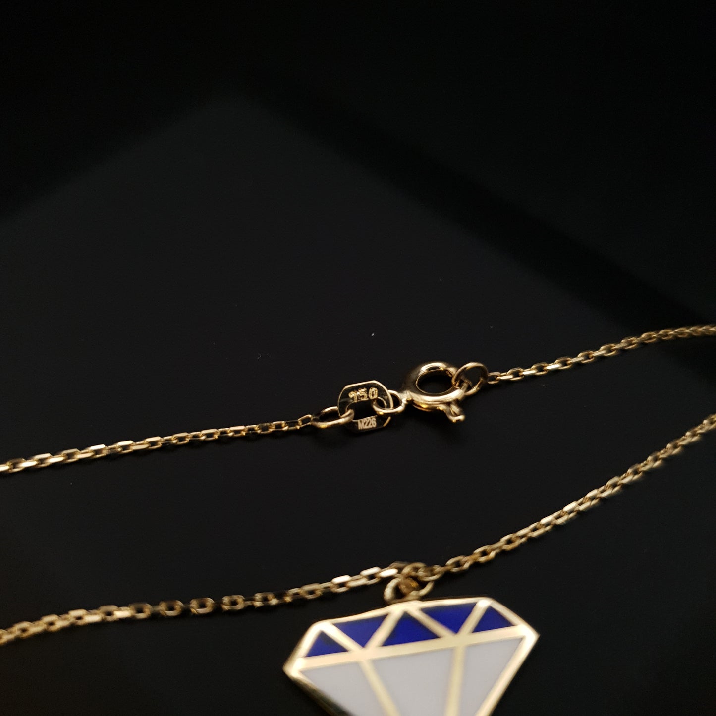 18K Real Gold Diamond Shape Charm Necklace, Diamond Pendant, Gold in Diamond Shape, best gift , birthday gift,