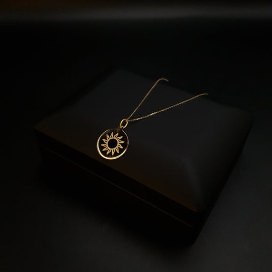 18K Real Gold Sun Symbol Necklace, Sun Symbol Pendant, Sun Charm Necklace, best gift for her, Birthday Gift, Valentine Gift,