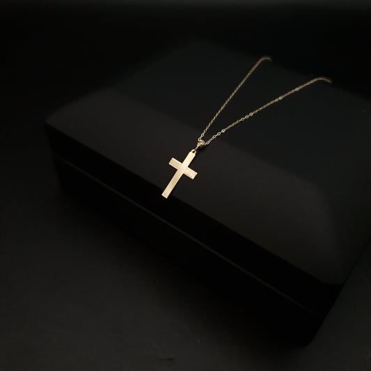 14K Real Gold Cross Necklace, Gold Cross jewelry. His cross present.Gold Cross baptism gift Engagement,Anniversary gift
