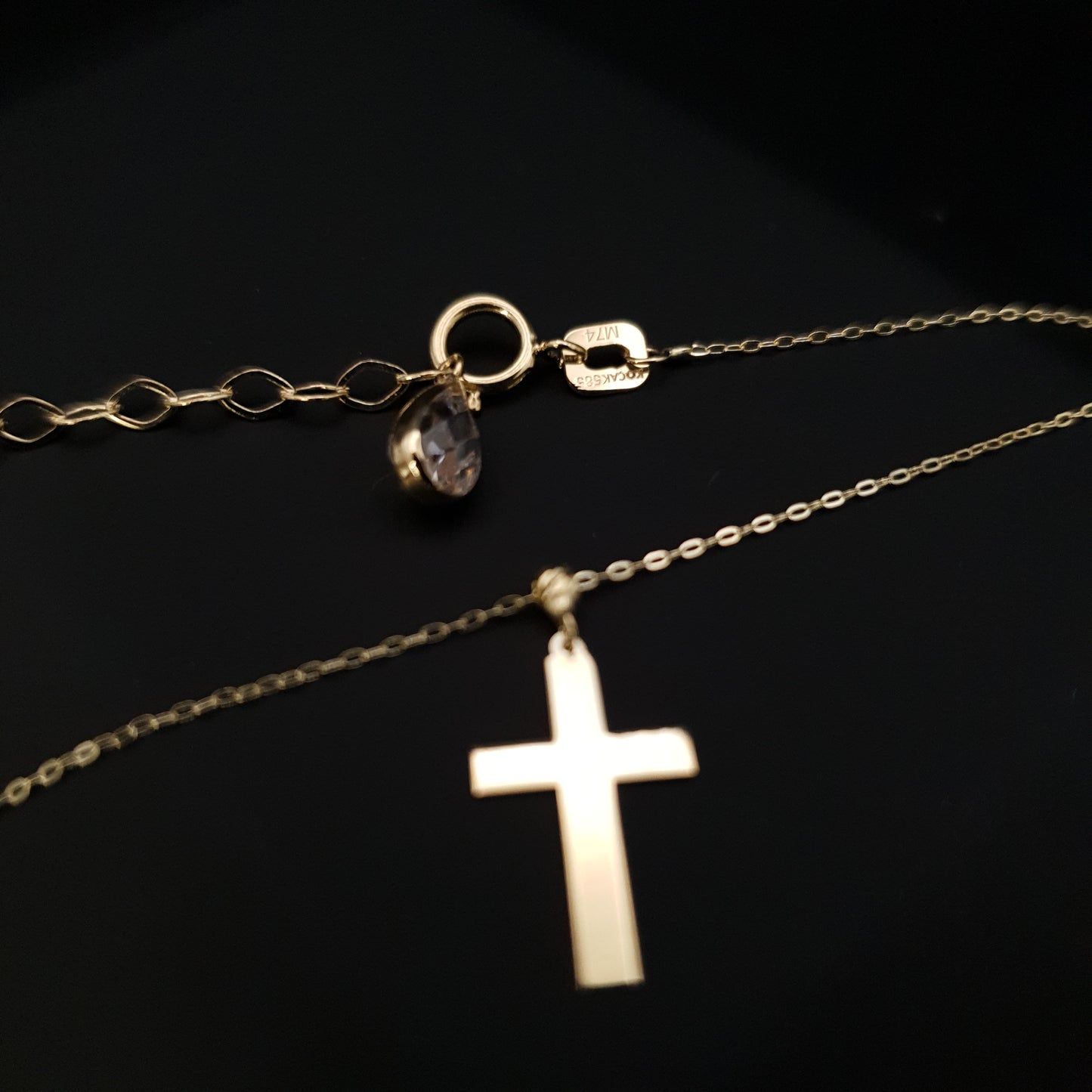 14K Real Gold Cross Necklace, Gold Cross jewelry. His cross present.Gold Cross baptism gift Engagement,Anniversary gift