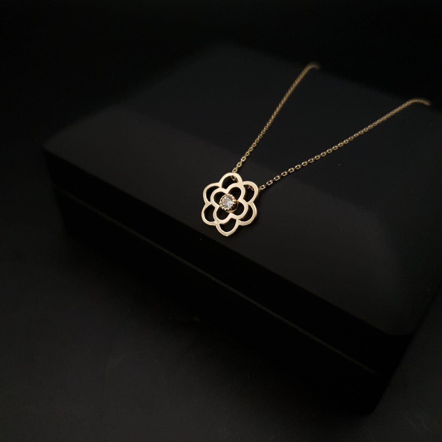 14K Real Gold Rose Floral flower Necklace, Rose Flower pendant, best gift for her, birthday gift, Floral Rose Flower,
