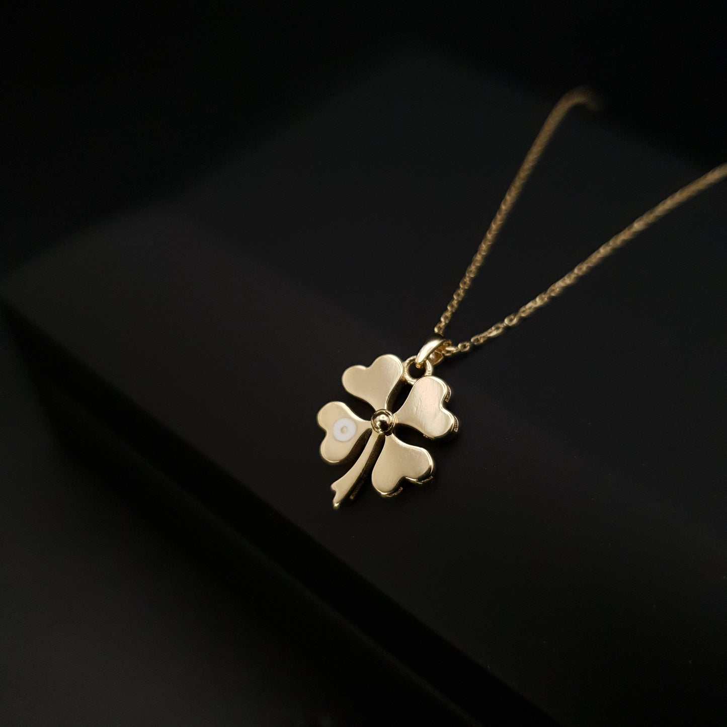 14K Real Gold Good luck necklace, Gold Clover necklace, Four leaf clover necklace, Lucky pendant necklace,Gift for Her, Birthday gift