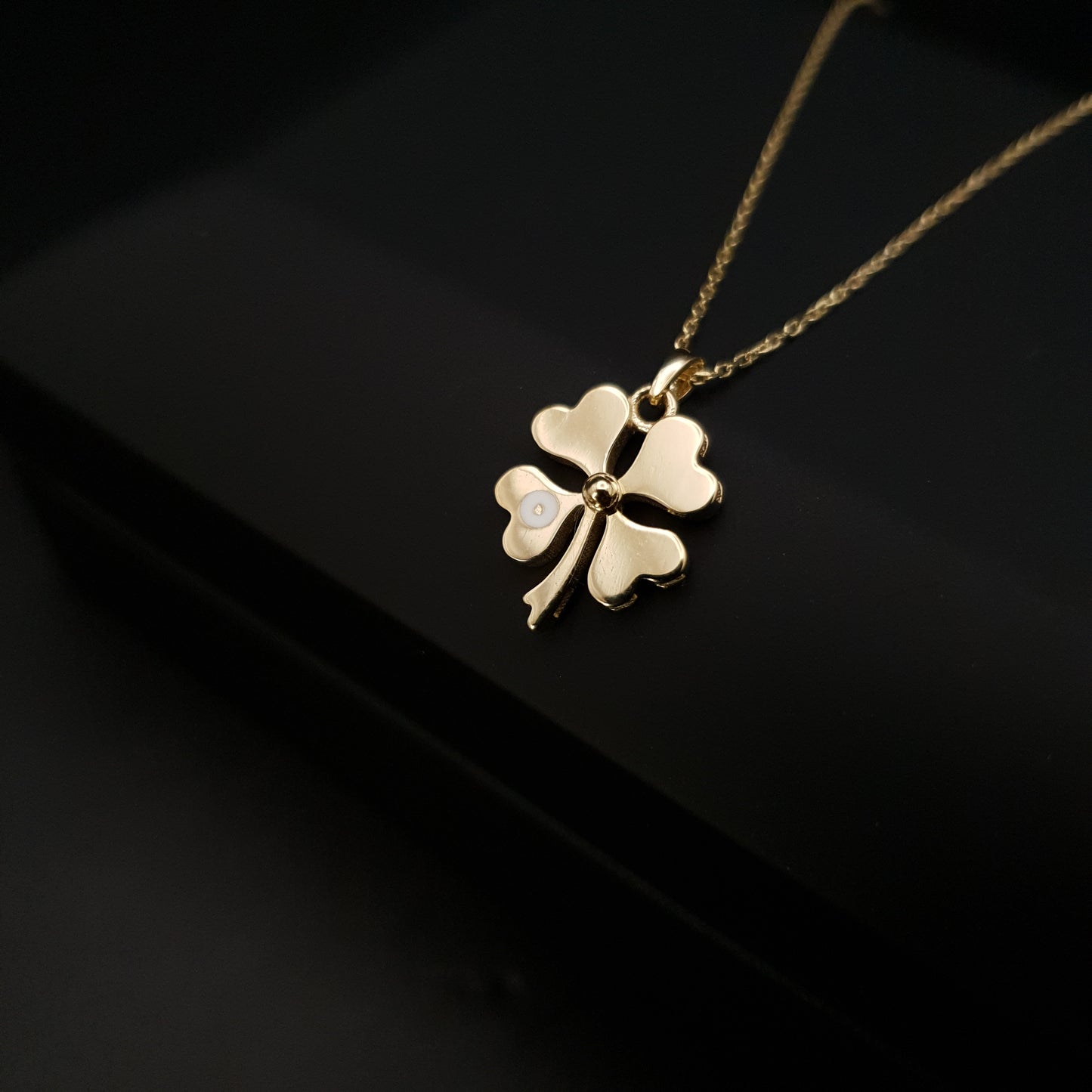 14K Real Gold Good luck necklace, Gold Clover necklace, Four leaf clover necklace, Lucky pendant necklace,Gift for Her, Birthday gift