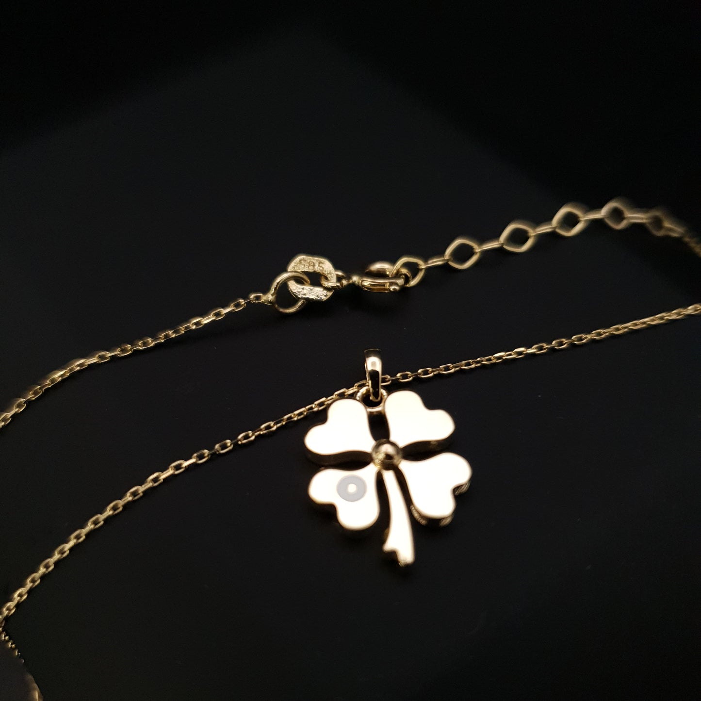 14K Real Gold Good luck necklace, Gold Clover necklace, Four leaf clover necklace, Lucky pendant necklace,Gift for Her, Birthday gift