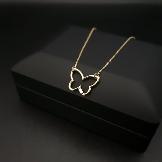 14K Real Gold Butterfly Necklace, Butterfly Pendant, Small Butterfly, charm Necklace, best gift for her, Birthday gift,