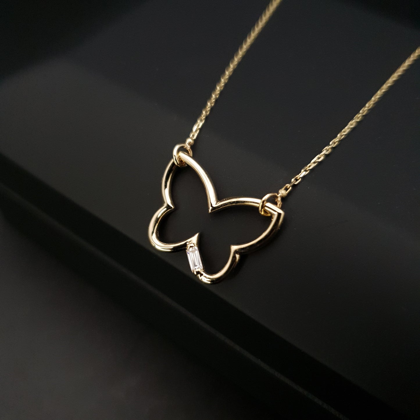14K Real Gold Butterfly Necklace, Butterfly Pendant, Small Butterfly, charm Necklace, best gift for her, Birthday gift,