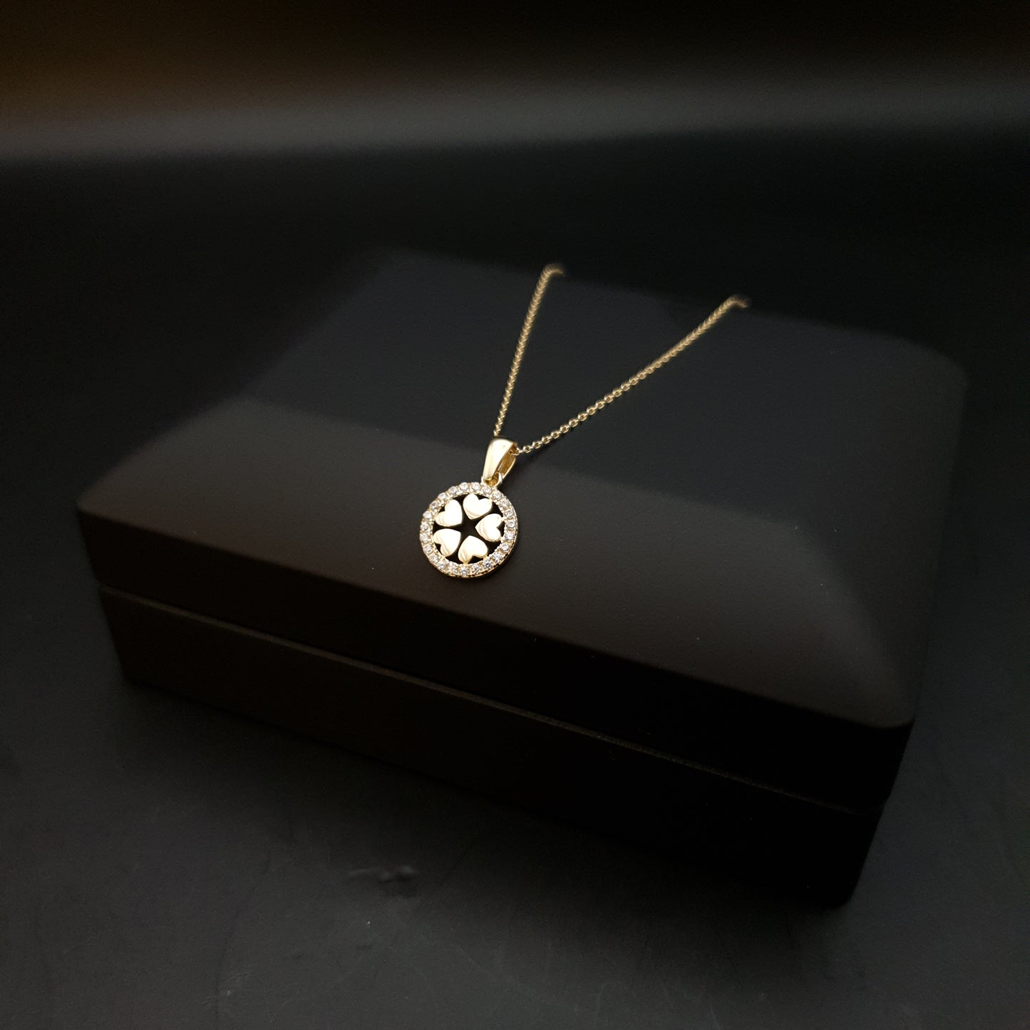 14k Real Gold Floral Heart Necklace, Circle of Hearts, best gift for her, birthday gift, charm necklace, gold necklace,