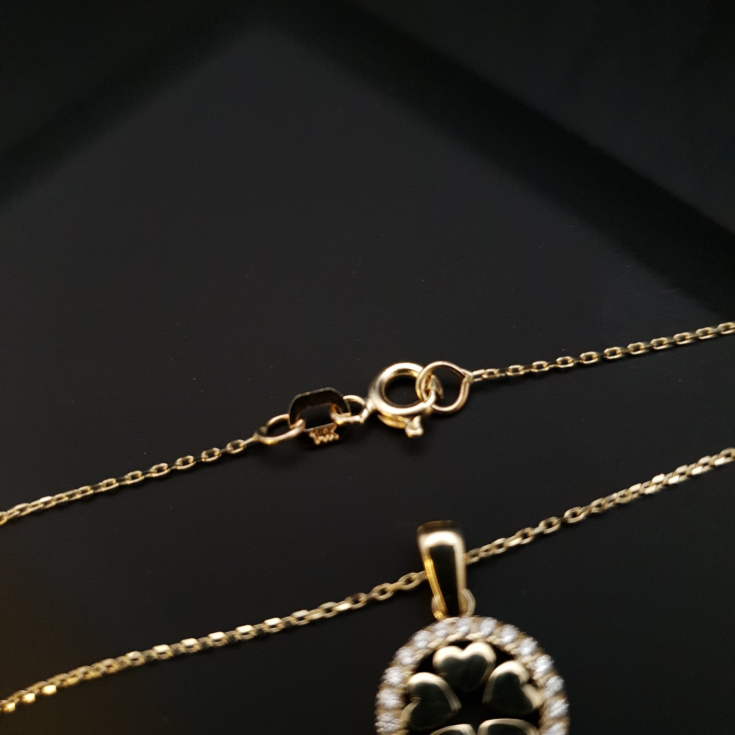 14k Real Gold Floral Heart Necklace, Circle of Hearts, best gift for her, birthday gift, charm necklace, gold necklace,