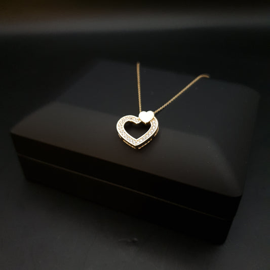 14K Real Gold Heart of Diamond Necklace, Heart pendants, Charm Necklace, best gift for her, valentine gift, birthday gift,
