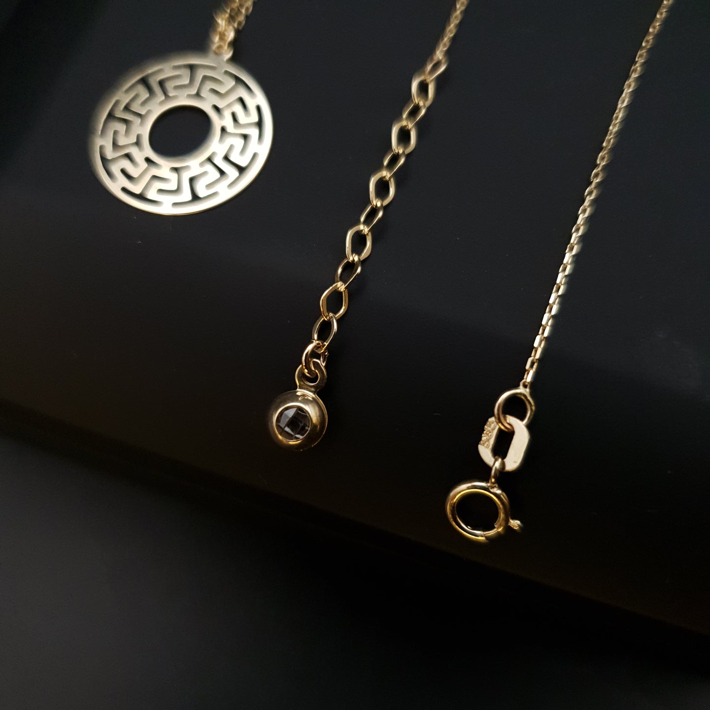14K Real Gold Greek Necklace, Greek pattern necklace, Gold medallion, necklace Geometric jewelry, Gift for her, Best gift,