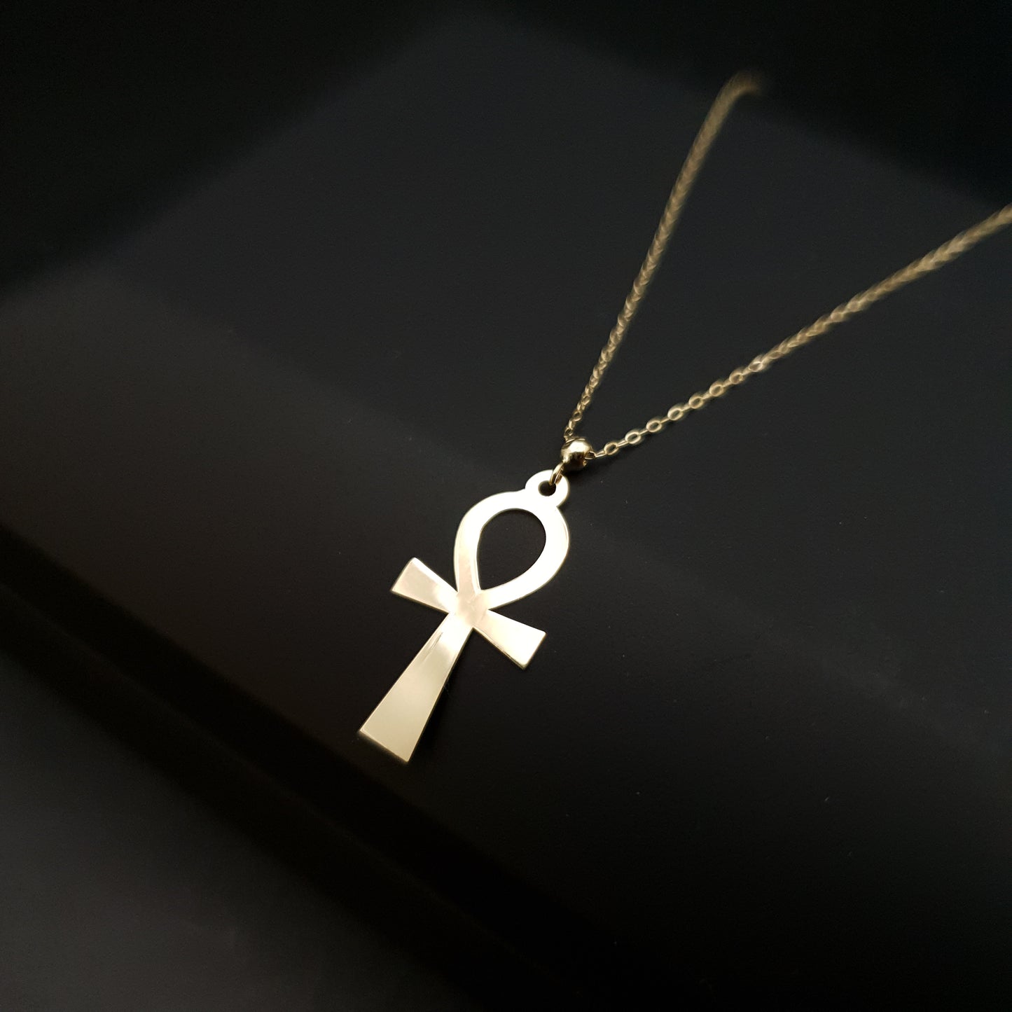 14K Real Gold Ankh Cross Necklace, Ankh Cross Pendant, Best Gift, Charm Necklace, Charm Pendant, Gold Cross