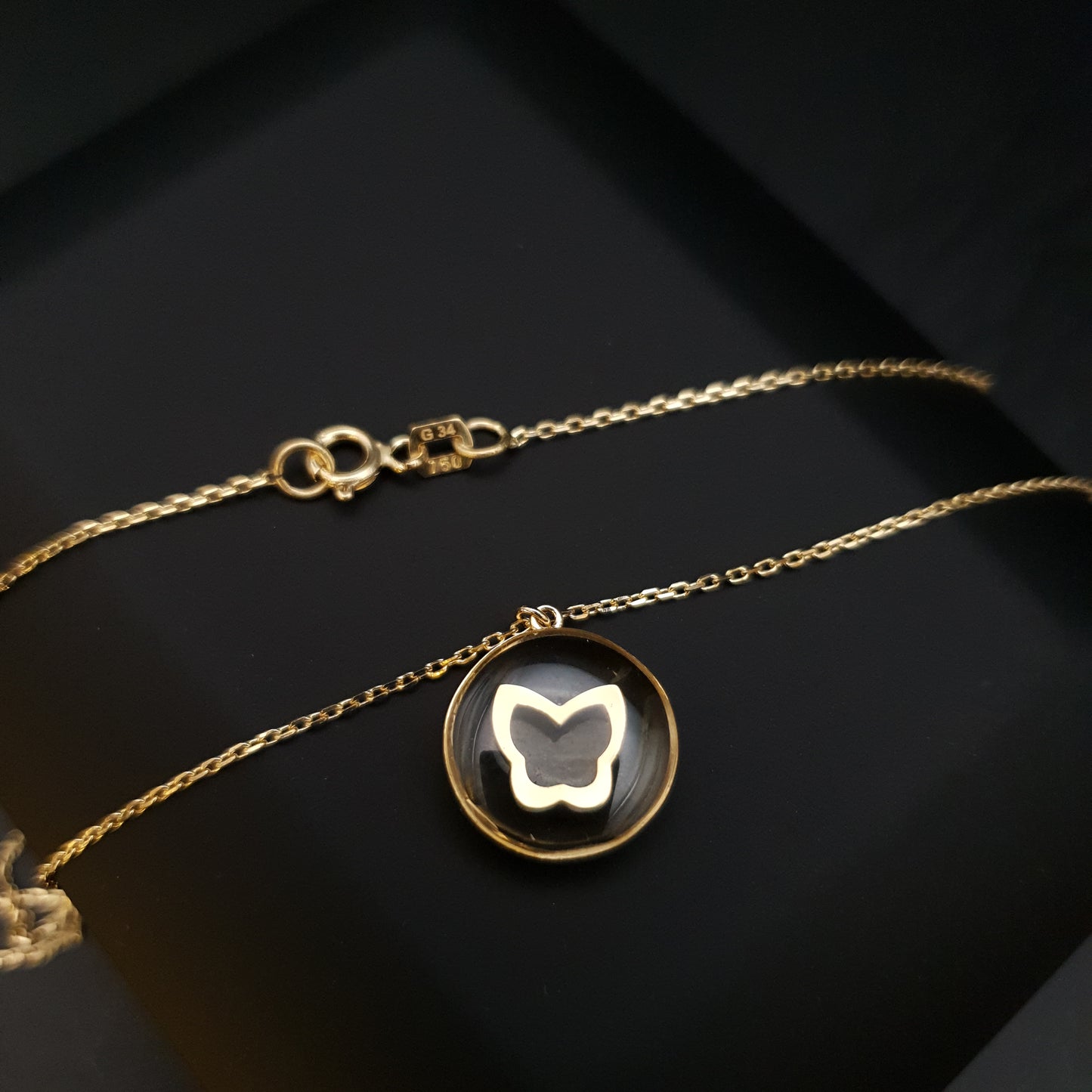 18K Real Gold Butterfly In epoxy Necklace, Charm Necklace, butterfly Pendant, floating butterfly, gift for her, best gift for her,