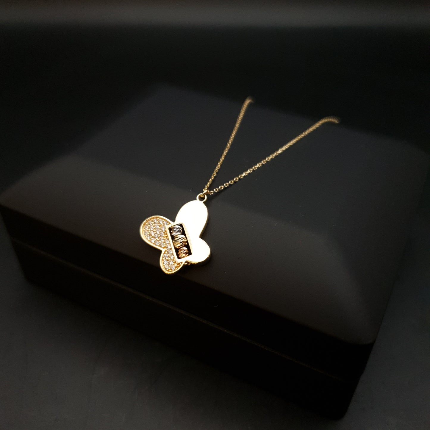 18K Real Gold Butterfly with diamond, butterfly necklace, butterfly pendant, charm necklace, best gift for her,