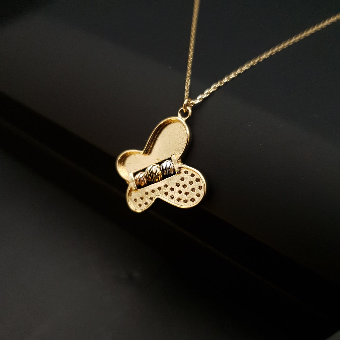 18K Real Gold Butterfly with diamond, butterfly necklace, butterfly pendant, charm necklace, best gift for her,