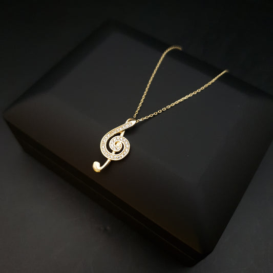 18K Real Gold Diamond G Clef Necklace, G Clef Pendant, Gold G Clef, Best Gift for her, Music Lovers, Birthday gift,