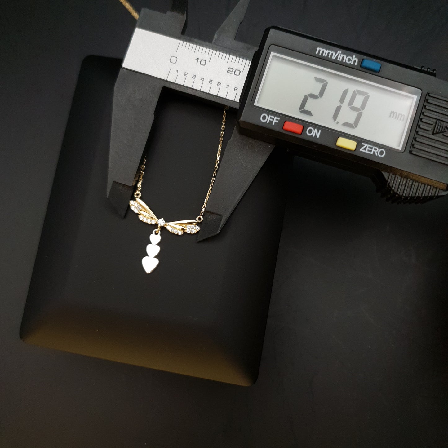18K Real Gold Dragonfly with heat tile necklace, Dragonfly Pendant, Love Dragonfly, Charm necklace, best gift for her, birthday gift,