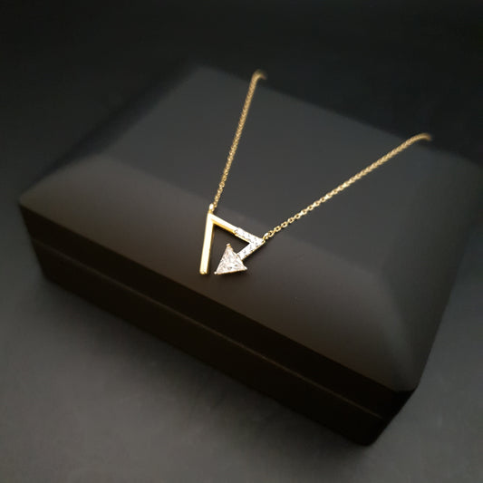 18K Real Gold Triangle Necklace, Triangle Pendant With Diamond, Triangle of Love, Charm Necklace, Best gift for her, Birthday gift,