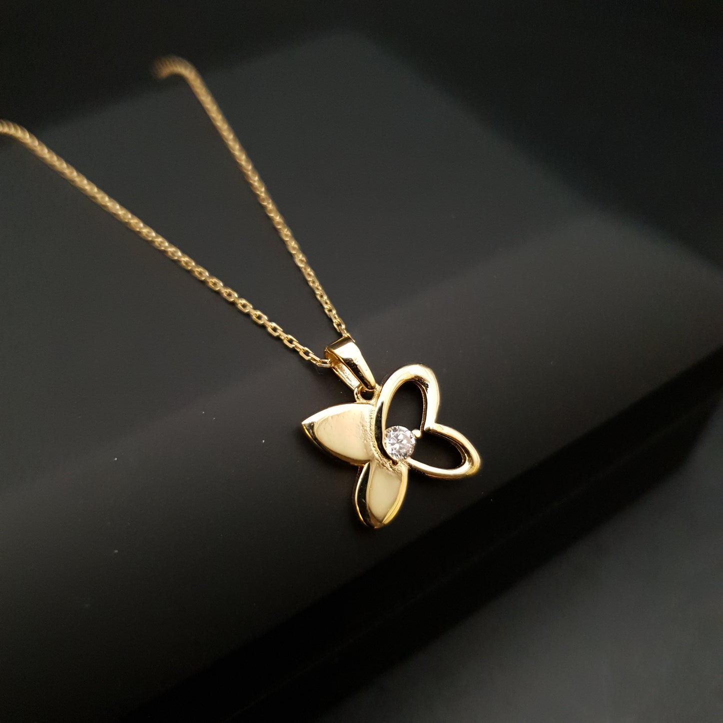 18K Real Gold Butterfly with Diamond Necklace, Butterfly Pendant, Charm Necklace, Best Gift For Her, Birthday Gift, Butterfly Lovers