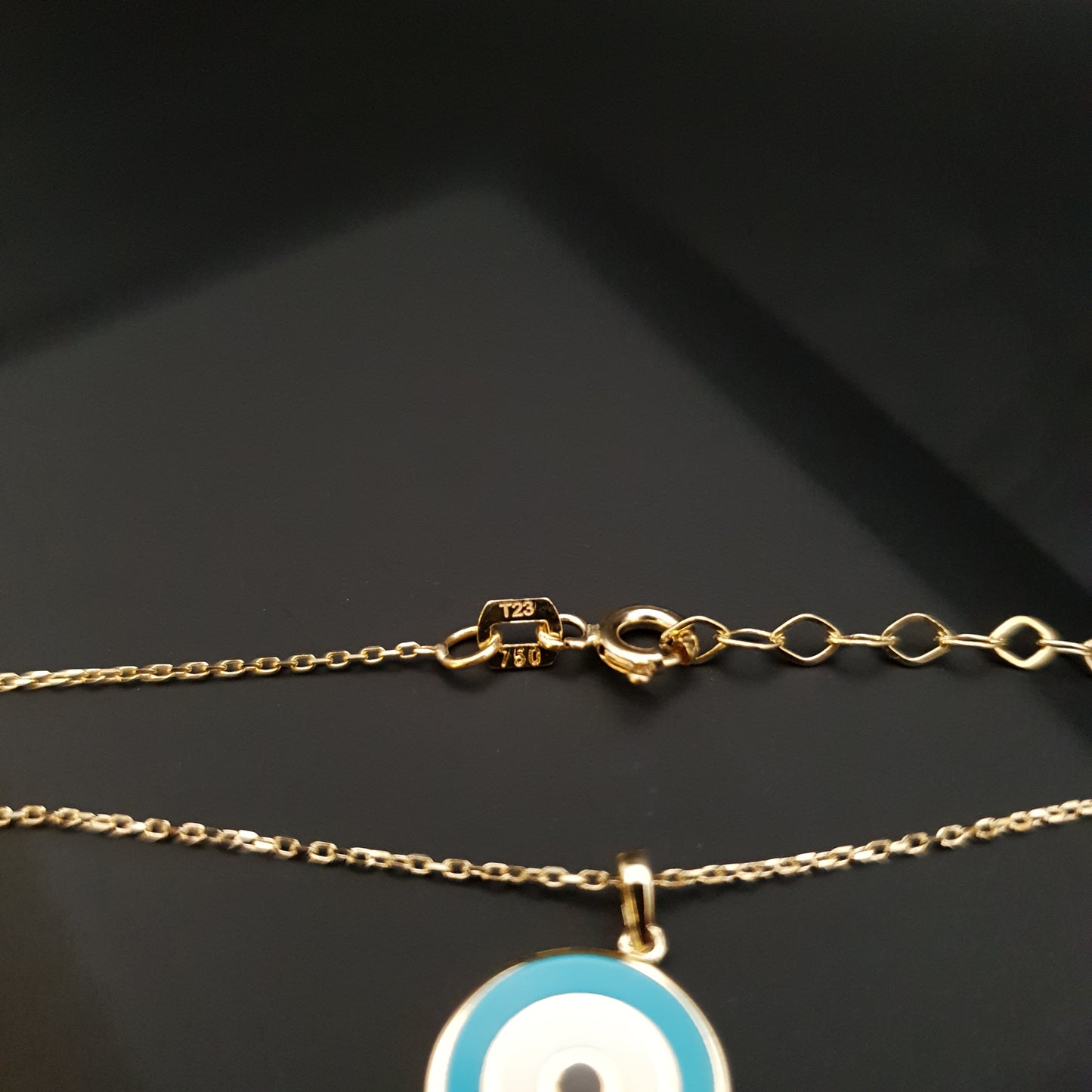 18K Real Gold Evil Eye Necklace, Blue Evil Eye Pendant, Best gift for Her, Birthday Gift, Blue Evil Eye,