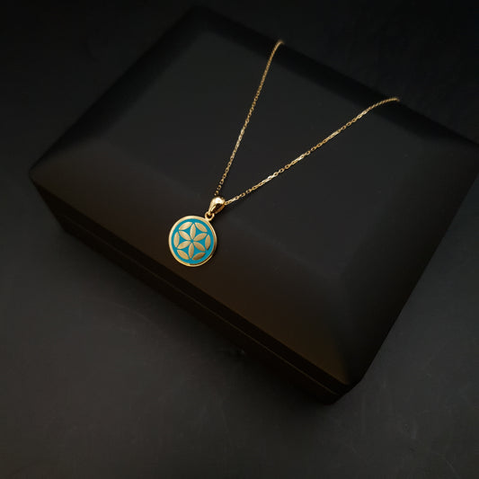 18K Real Gold The Flower of Life Necklace, The Secret of the Universe Pendant, Charm Necklace, Best Gift for her, Birthday
