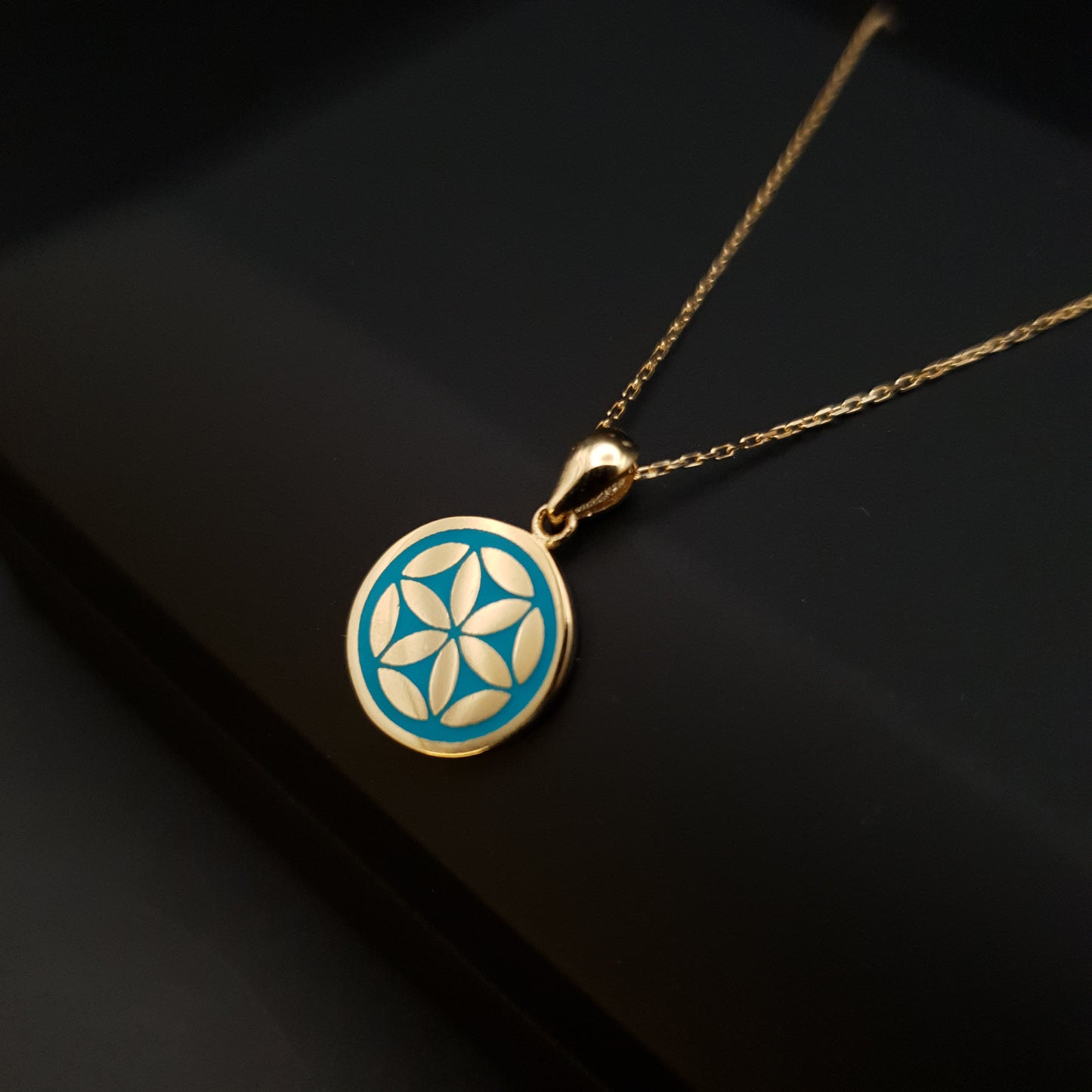 18K Real Gold The Flower of Life Necklace, The Secret of the Universe Pendant, Charm Necklace, Best Gift for her, Birthday