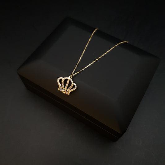 18K Real Gold Diamond Crown Necklace, Crown Pendant, Princess Crown, Best Gift For Her, Birthday Gift, Charm Necklace, Gold Crown,