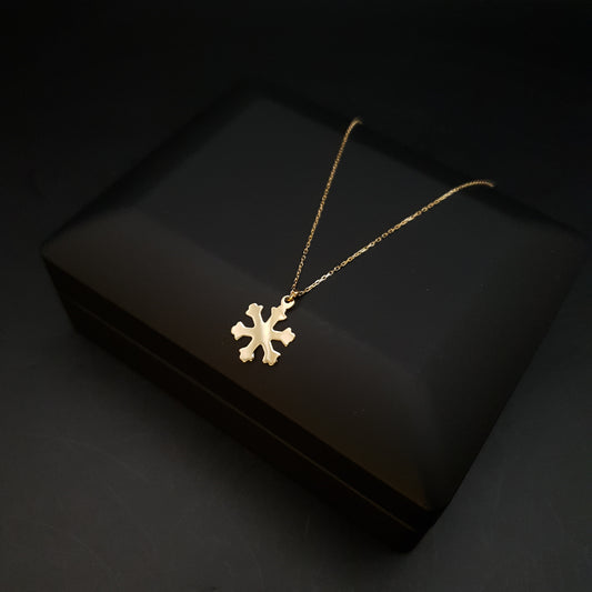 18K Real Gold SnowFlake Necklace, SnowFlake Pendant, Best Gift For Her, Birthday Gift, Charm Necklace,