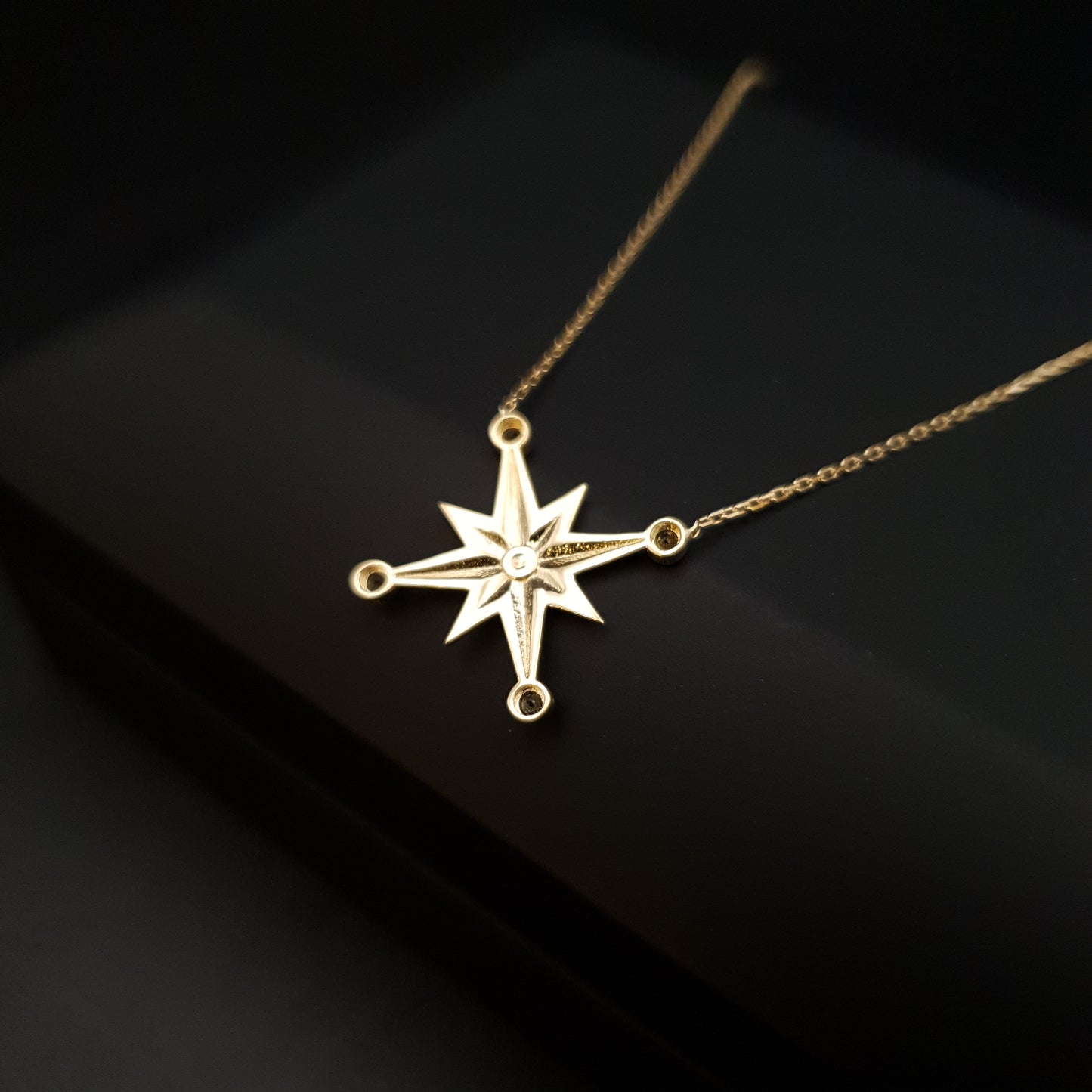 18K Real Gold North Star Necklace, North Star Pendant, Best Gift For Her, Charm Necklace, Birthday Gift, Gold North Star,