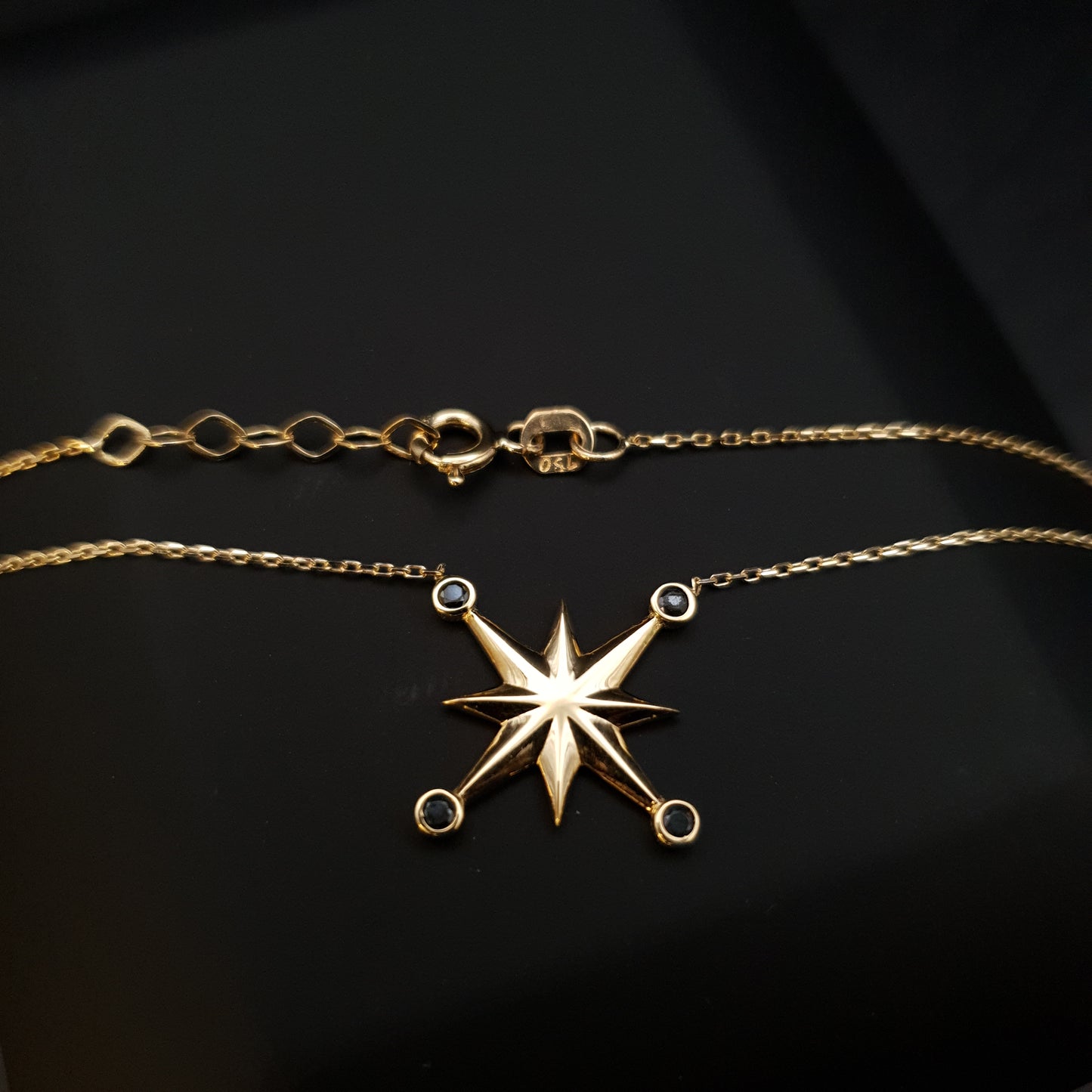 18K Real Gold North Star Necklace, North Star Pendant, Best Gift For Her, Charm Necklace, Birthday Gift, Gold North Star,
