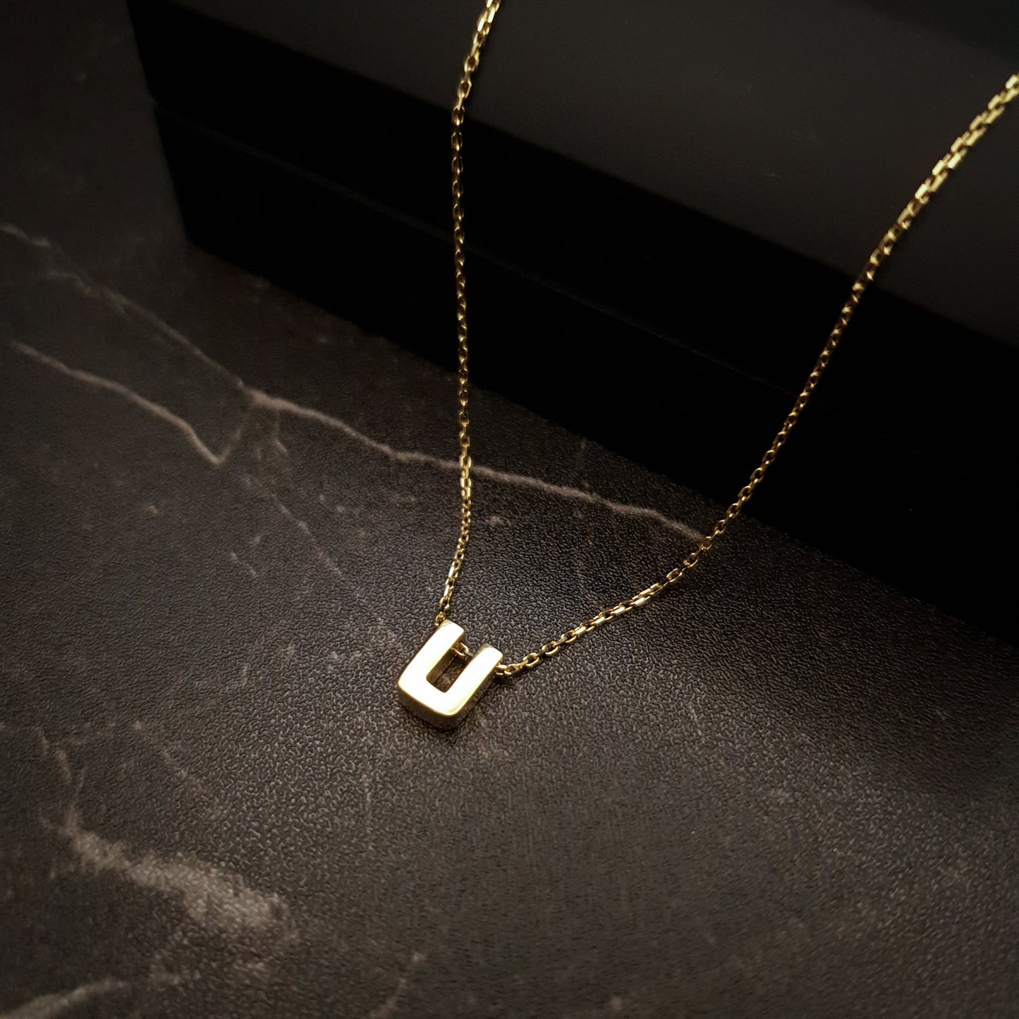 18K Real Gold U shape Necklace, U Necklace, Best gift for her, U Letter Necklace, Birthday Gift, Valentine Gift, Gift for Love,