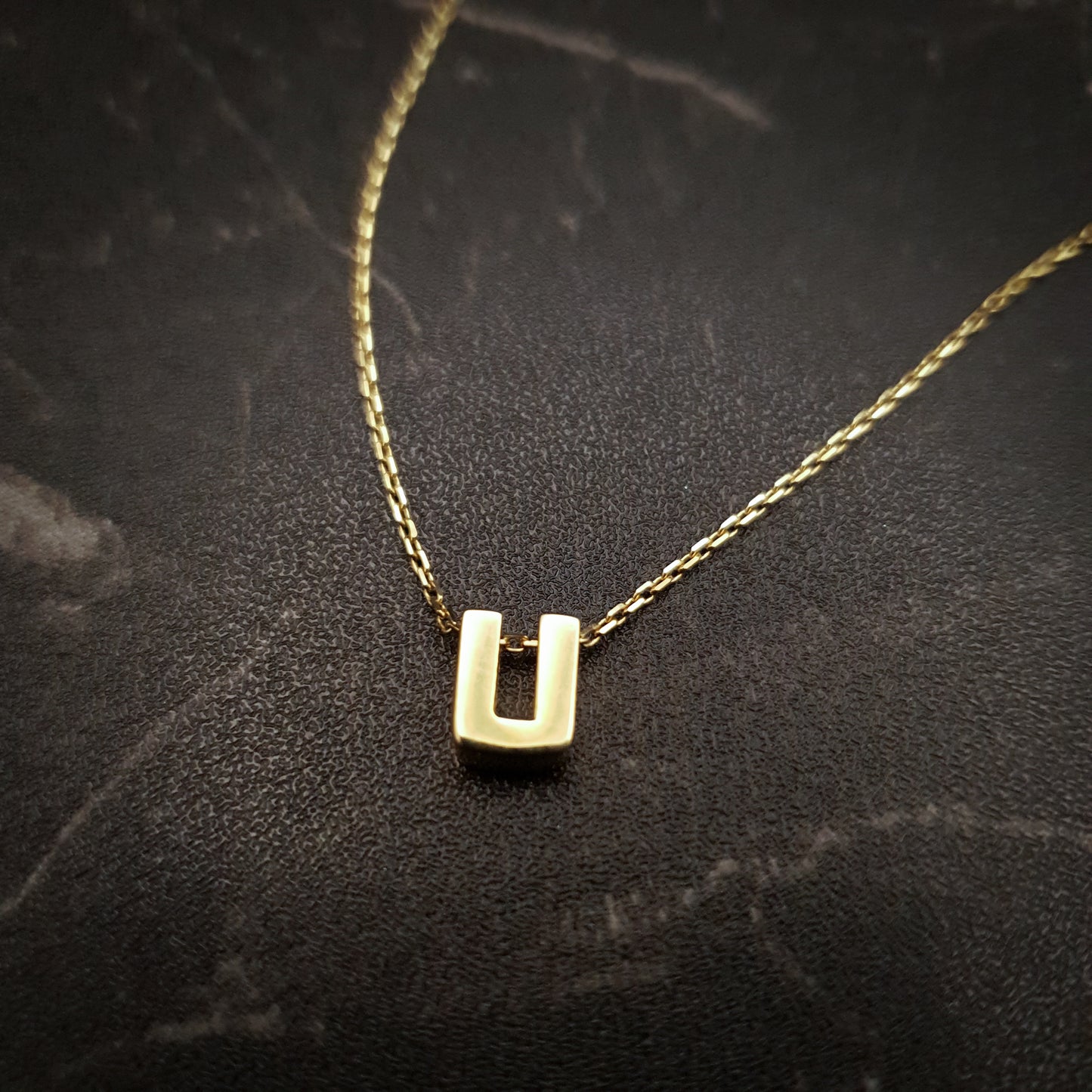 18K Real Gold U shape Necklace, U Necklace, Best gift for her, U Letter Necklace, Birthday Gift, Valentine Gift, Gift for Love,