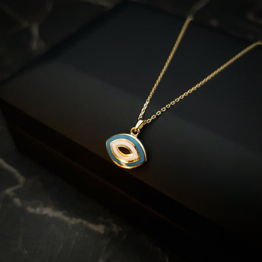 18K Real Gold Evil Eye Necklace(2 Side), Gold Evil Eye, High Quality Gold, 2 color, best gift for her, birthday gift, Evil Eye Necklace,