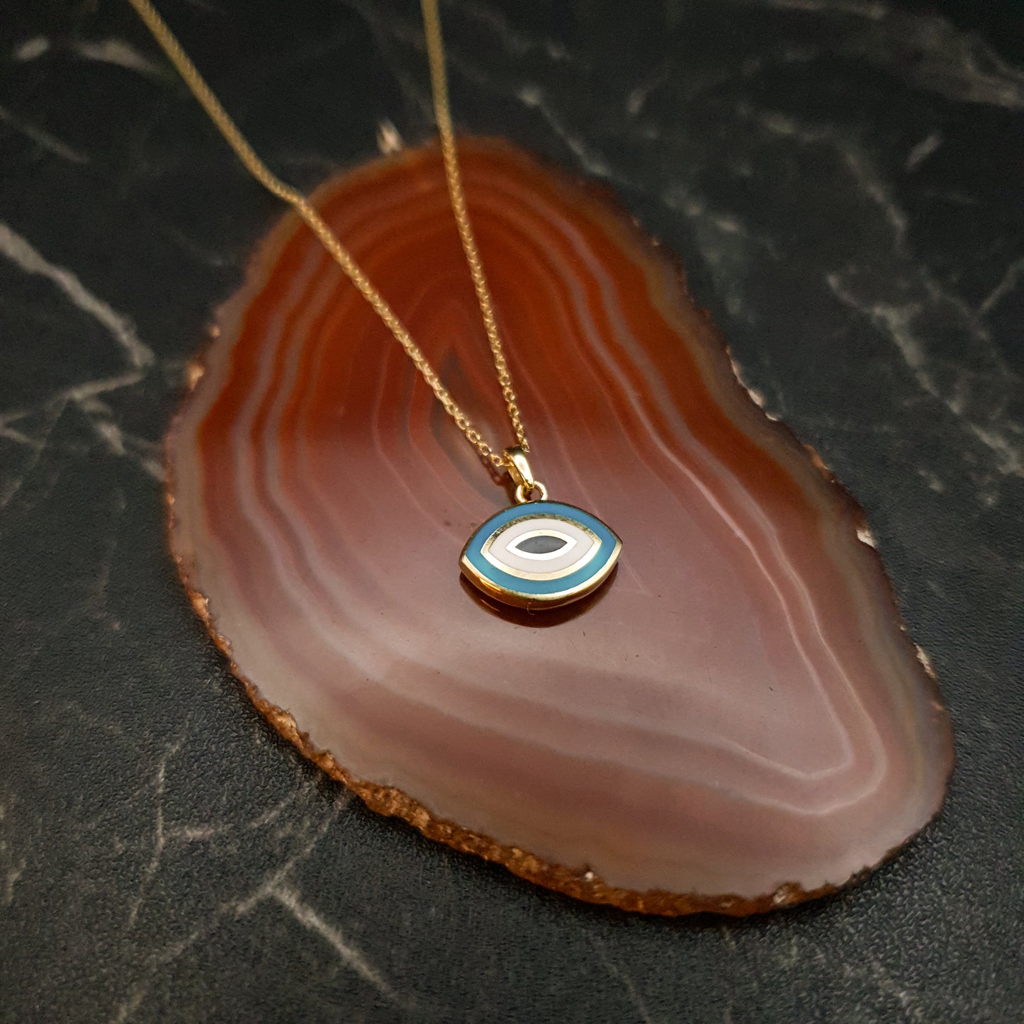 18K Real Gold Evil Eye Necklace(2 Side), Gold Evil Eye, High Quality Gold, 2 color, best gift for her, birthday gift, Evil Eye Necklace,