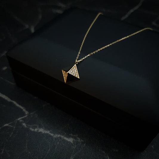 18K Real Gold Pyramid Necklace, Gold Pyramid, Pyramid Necklace, Best gift for her, Birthday gift, Anniversary Gift, High Quality Gold