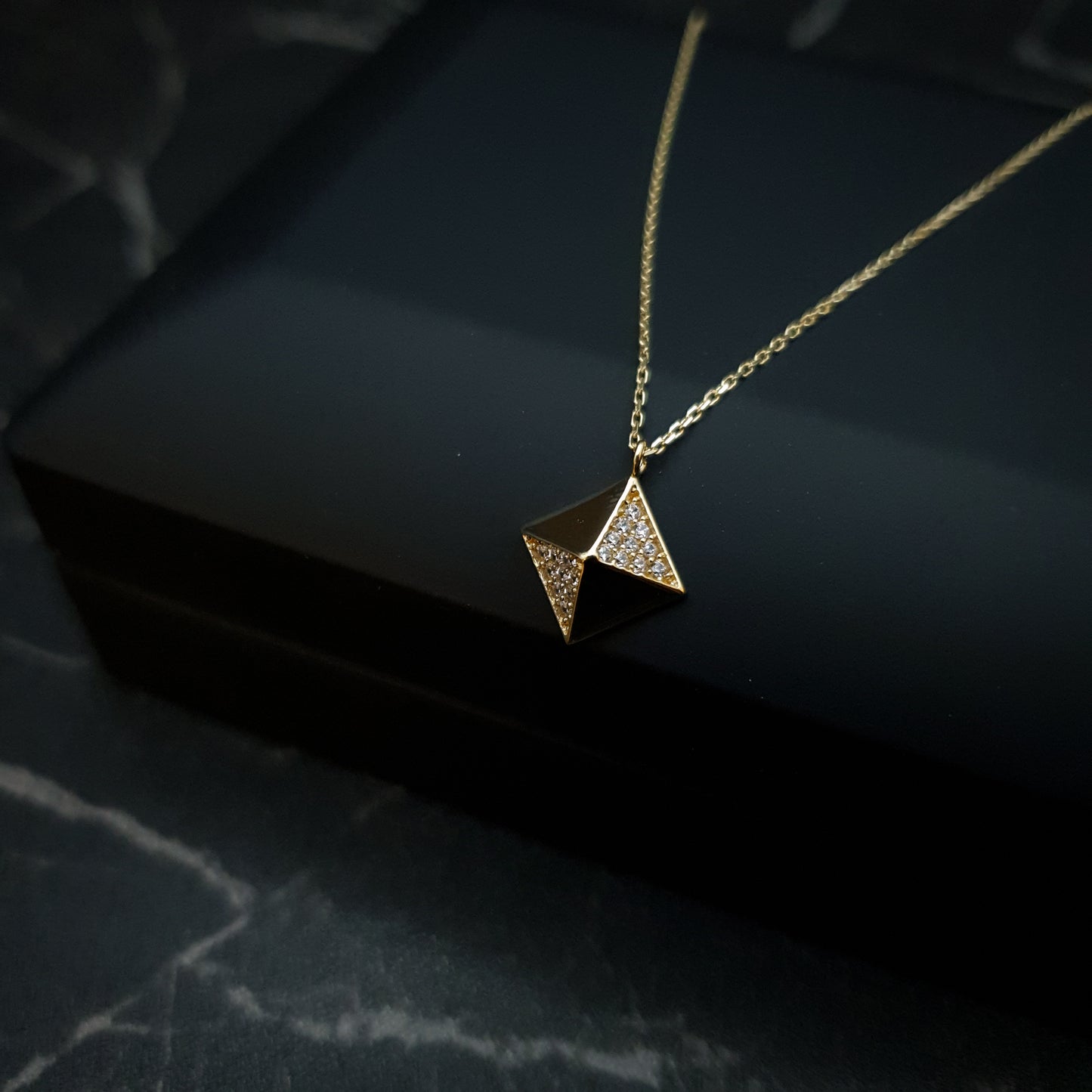 18K Real Gold Pyramid Necklace, Gold Pyramid, Pyramid Necklace, Best gift for her, Birthday gift, Anniversary Gift, High Quality Gold