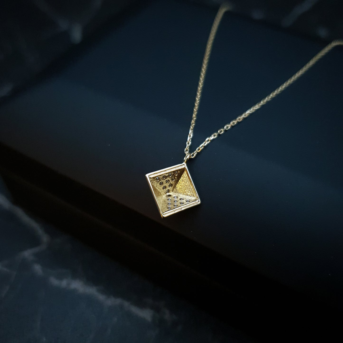 18K Real Gold Pyramid Necklace, Gold Pyramid, Pyramid Necklace, Best gift for her, Birthday gift, Anniversary Gift, High Quality Gold