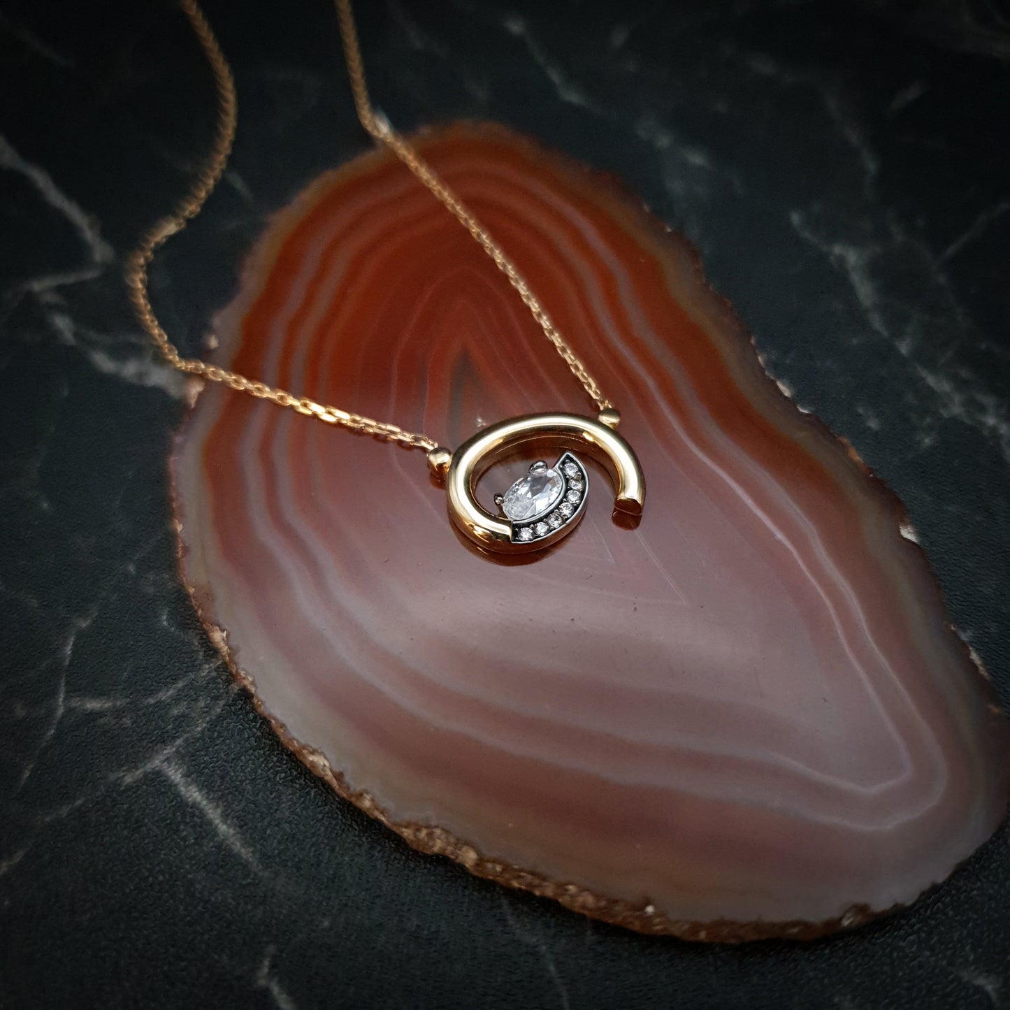 18K Real Gold Forged Whirlpool Necklace, Gold forged, High Quality Gold, Best Gift For Her, Birthday Gift, Valentine Gift, Anniversary Gift